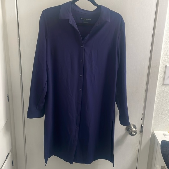 Grace Elements navy blue long button down, size large - Picture 1 of 6